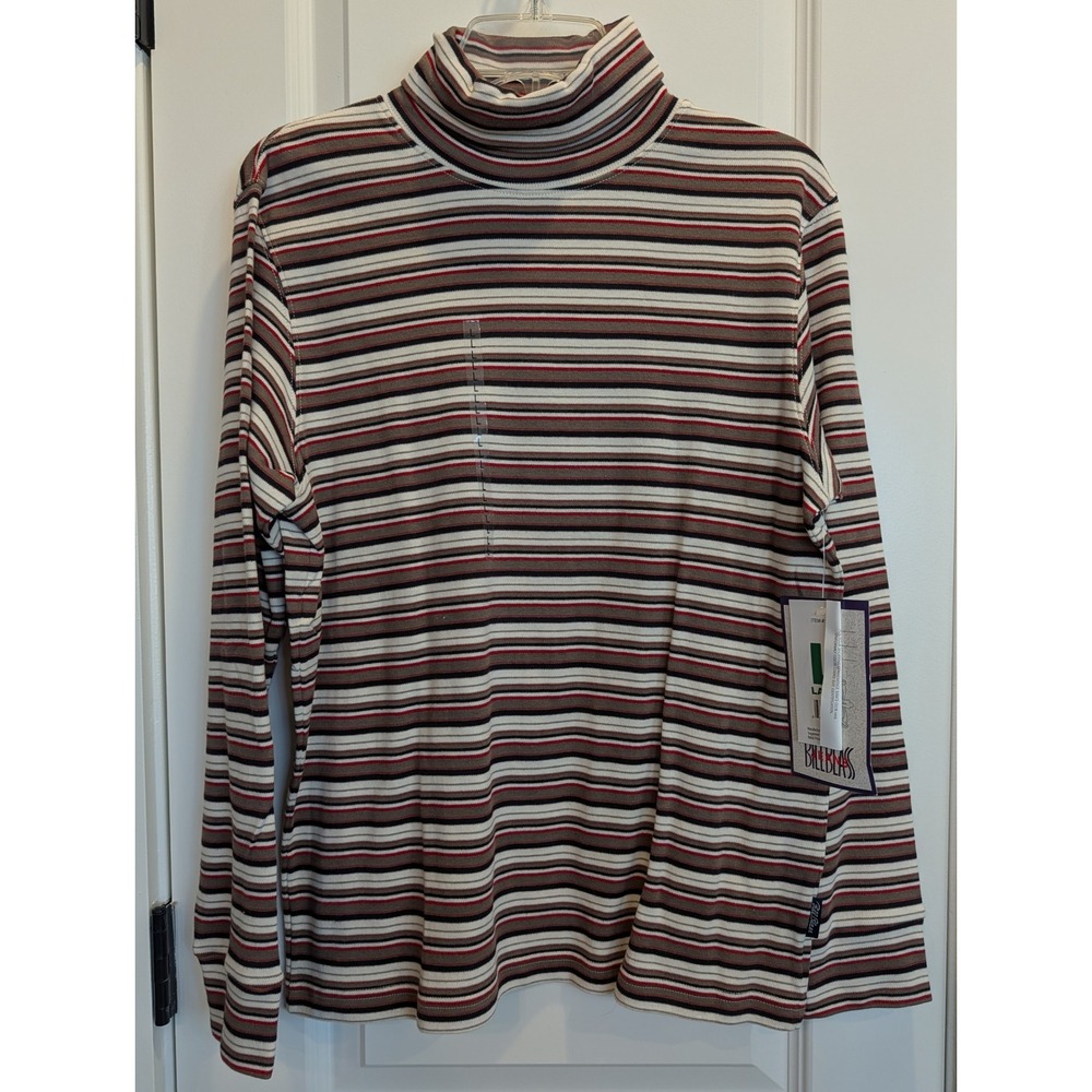 Bill Blass NWT Deadstock Vintage 90s Striped Turtleneck Top